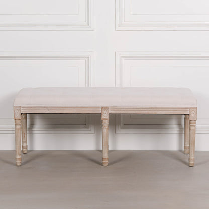 Light Wooden Louis Upholstered Bench