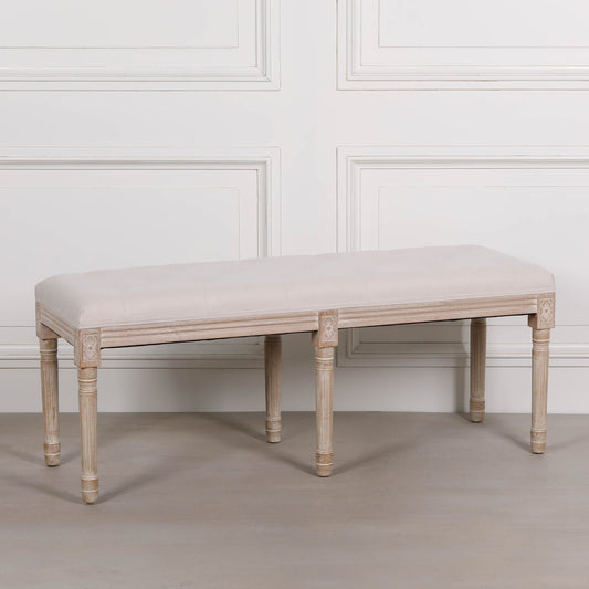 Light Wooden Louis Upholstered Bench