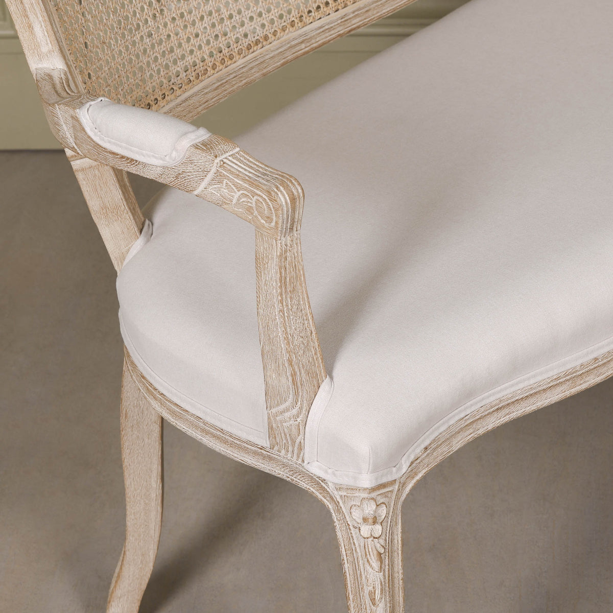 Wooden Louis Upholstered 2 Seater Settee