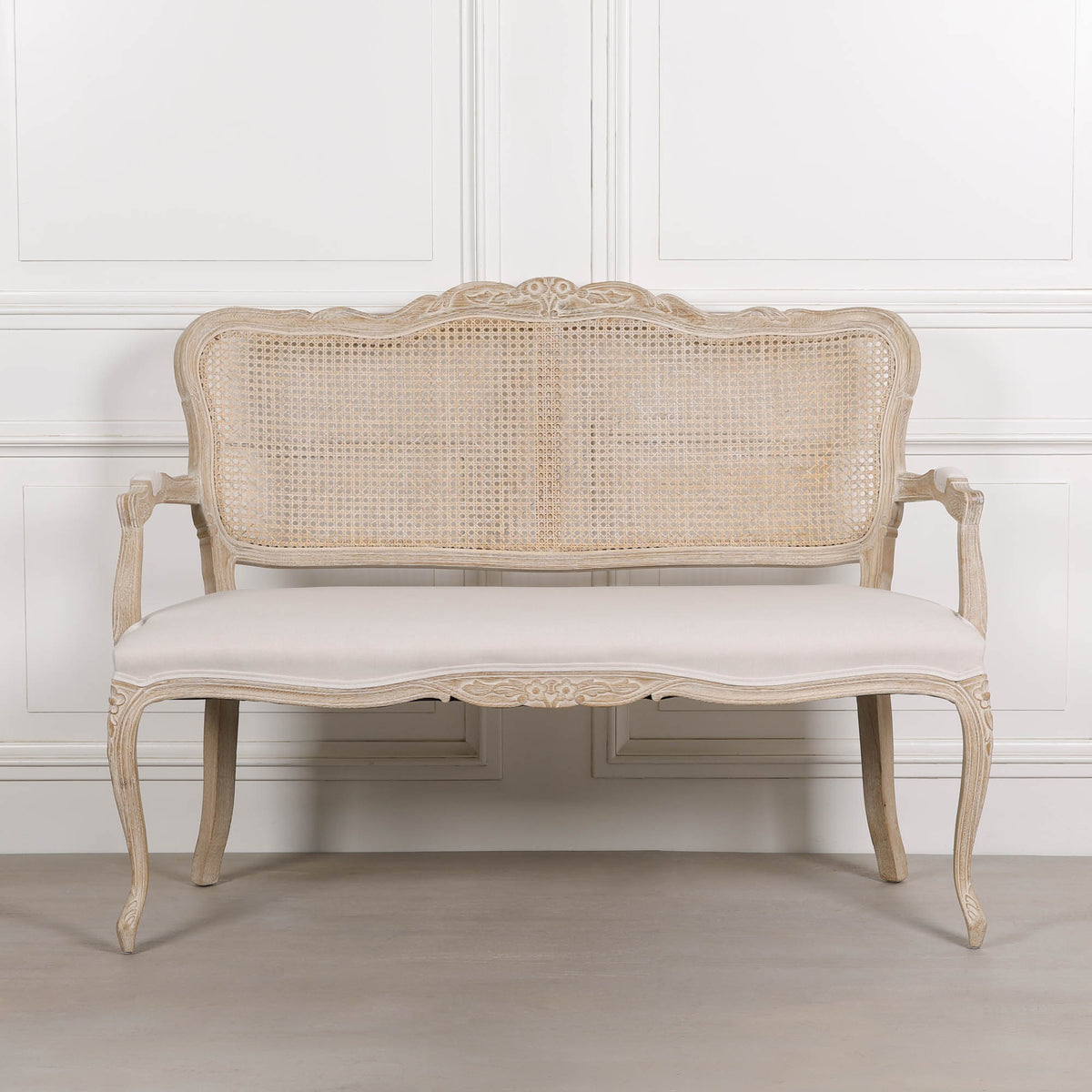 Wooden Louis Upholstered 2 Seater Settee