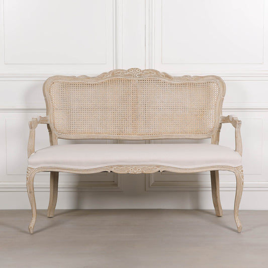 Wooden Louis Upholstered 2 Seater Settee