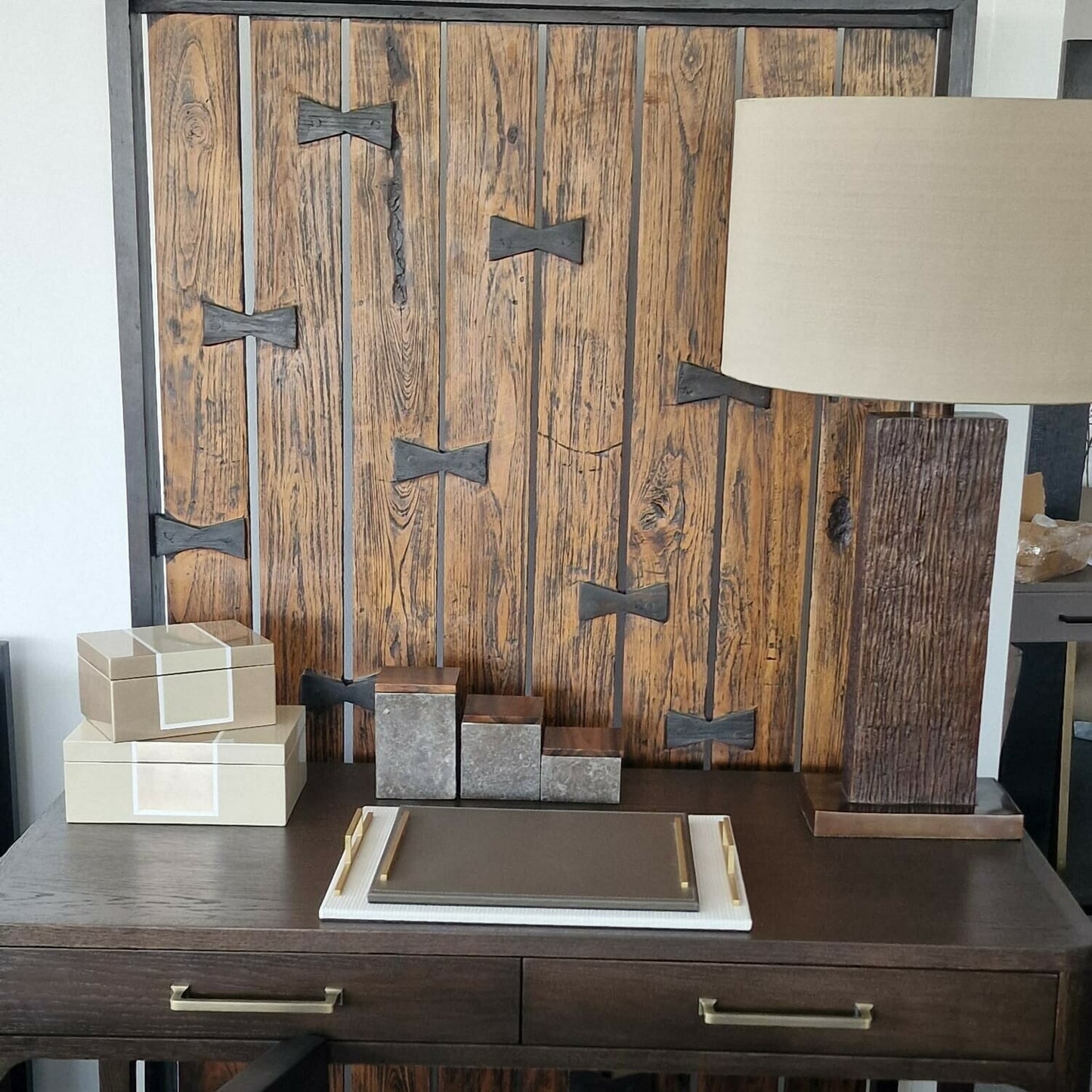 Wode Table Lamp Antique Bronze