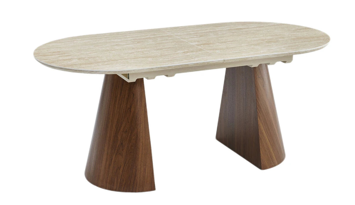 Baden stone effect top and walnut finish base table