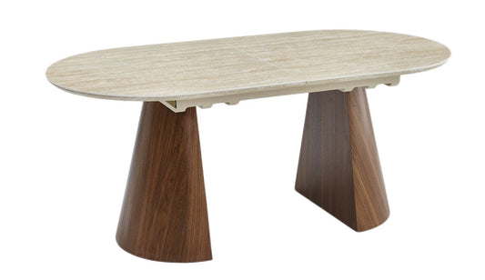 Baden stone effect top and walnut finish base table