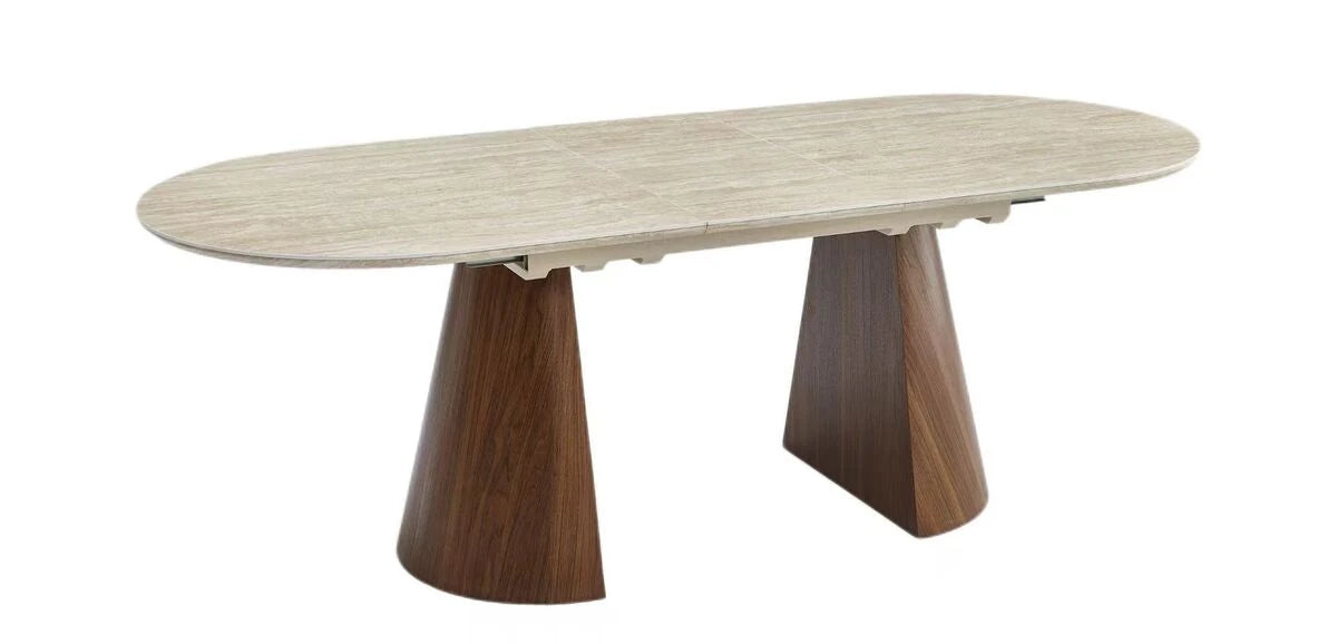 Baden stone effect top and walnut finish base table