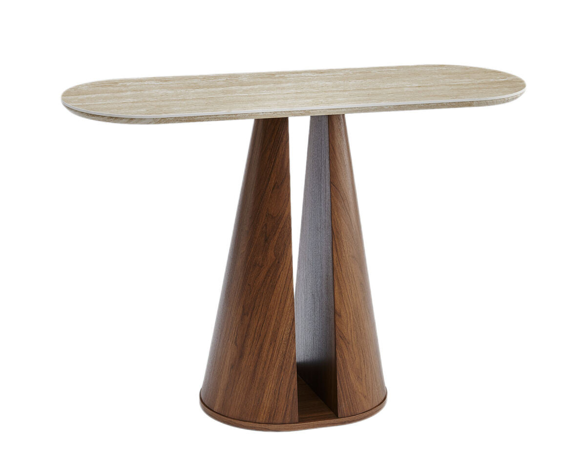 Baden stone effect top and walnut finish base table