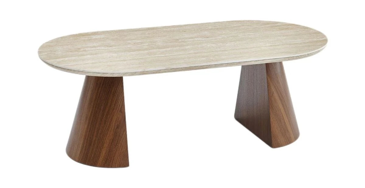 Baden stone effect top and walnut finish base table