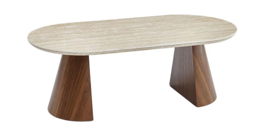 Baden stone effect top and walnut finish base table