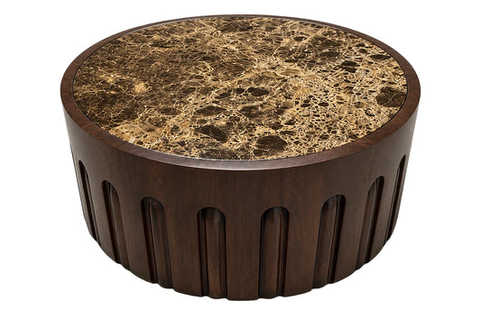 Barola marble and carved mango wood coffee table