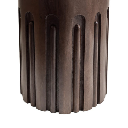 Barola marble and carved mango wood side table