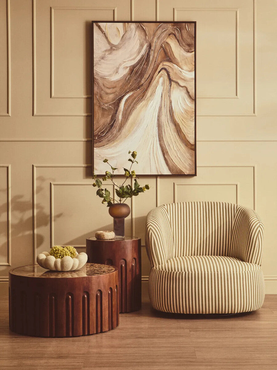 Barola marble and carved mango wood side table
