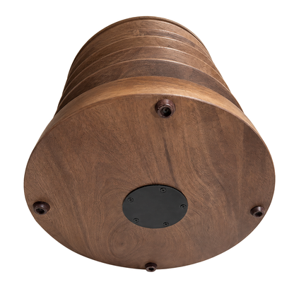 Barola round brown marble and carved mango wood side table
