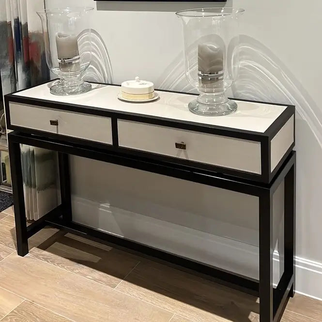 Bertie Console 2 Drawer Pumice Leather
