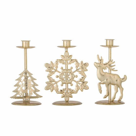 Sauda Gold Candle Holders – Set of 3