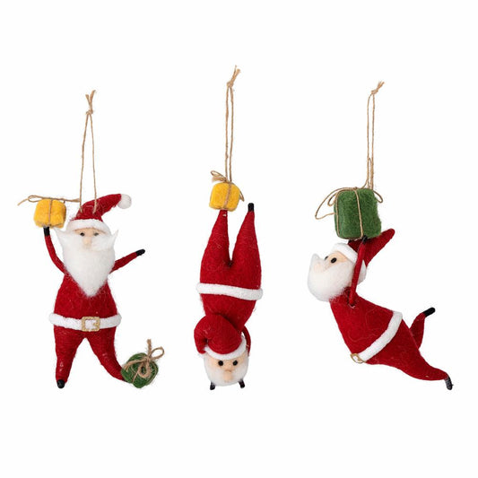 Giles Felt Santa Ornaments – Set of 3