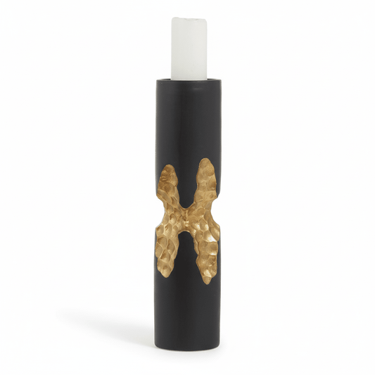 Daito large black and gold candle holder
