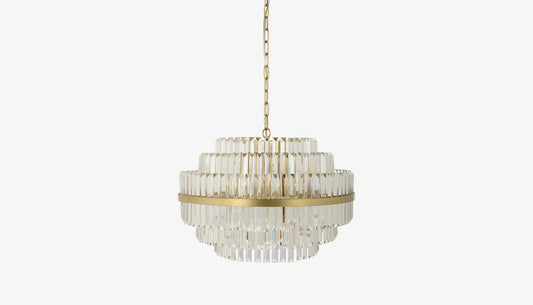 Desire Small Pendant Light in Crystal Glass & Brushed Gold Finish