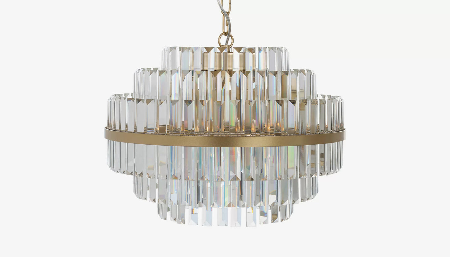 Desire Small Pendant Light in Crystal Glass & Brushed Gold Finish