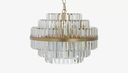 Desire Small Pendant Light in Crystal Glass & Brushed Gold Finish