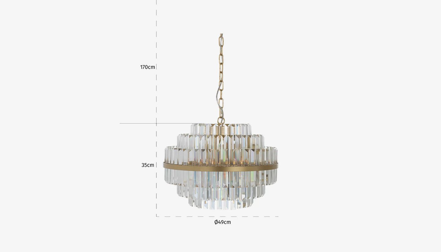 Desire Small Pendant Light in Crystal Glass & Brushed Gold Finish