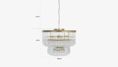 Romy Glass Chandelier in Clear Glass & Brushed Gold Finish