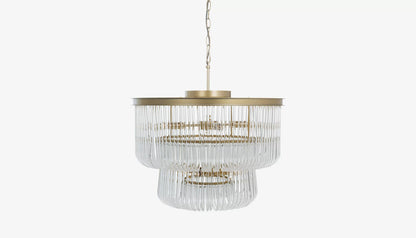 Romy Glass Chandelier in Clear Glass & Brushed Gold Finish