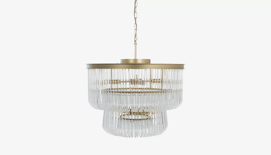 Romy Glass Chandelier in Clear Glass & Brushed Gold Finish
