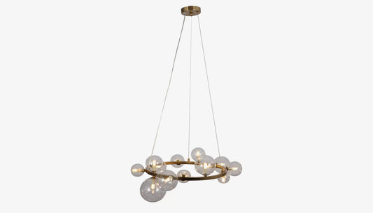 Yosie Pendant Light in Glass Globes & Brushed Gold Finish