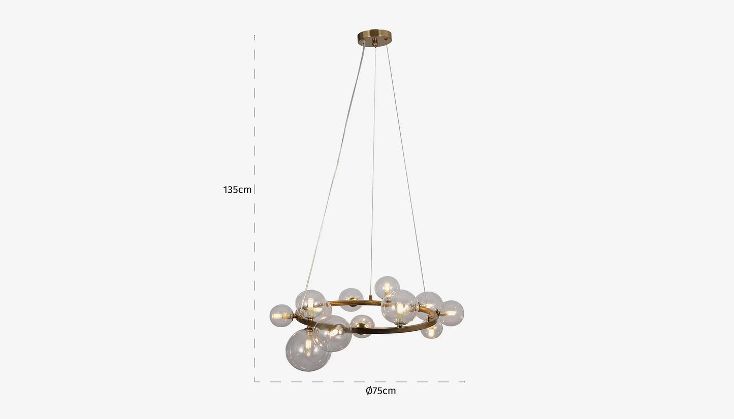 Yosie Pendant Light in Glass Globes & Brushed Gold Finish