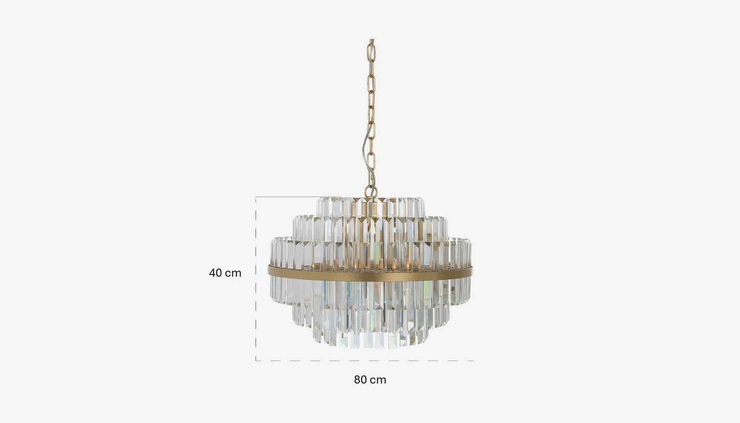 Desire Medium Pendant Light in Crystal Glass & Brushed Gold Finish