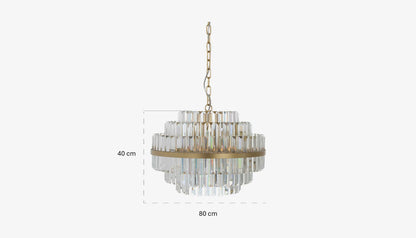 Desire Medium Pendant Light in Crystal Glass & Brushed Gold Finish