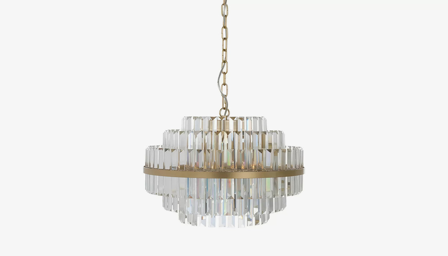 Desire Medium Pendant Light in Crystal Glass & Brushed Gold Finish