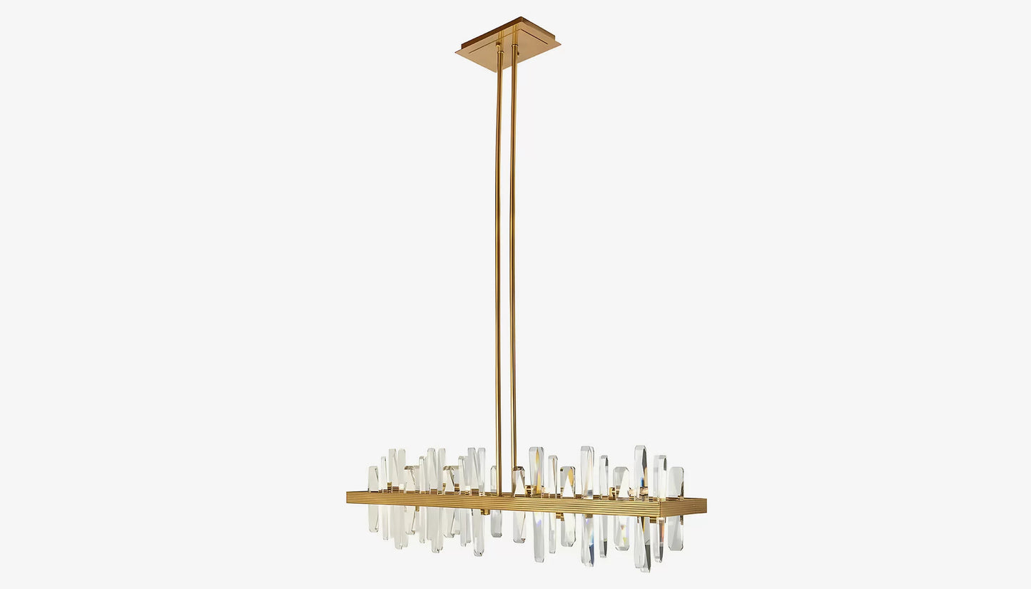 Briget Linear Pendant Light in Crystal Glass & Light Bronze