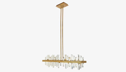 Briget Linear Pendant Light in Crystal Glass & Light Bronze