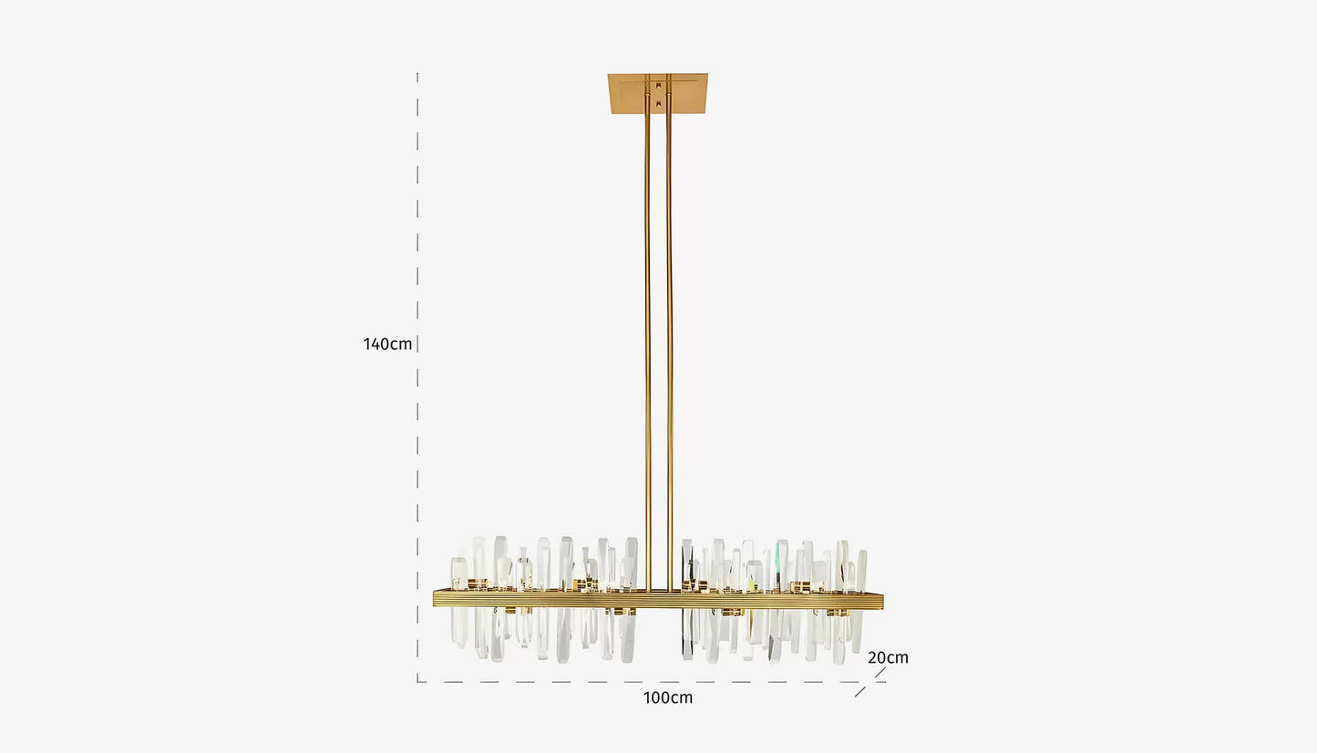 Briget Linear Pendant Light in Crystal Glass & Light Bronze