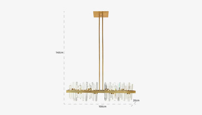 Briget Linear Pendant Light in Crystal Glass & Light Bronze