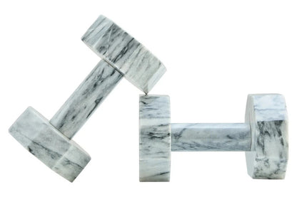 Zoro Set of Two Decorative White Marble Dumbbells