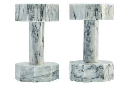 Zoro Set of Two Decorative White Marble Dumbbells