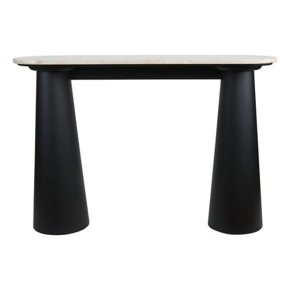 Waris Cream Marble Top and Black Mango Wood Console Table