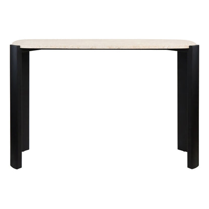 Palermo Cream Marble Top and Black Acacia Wood Console Table