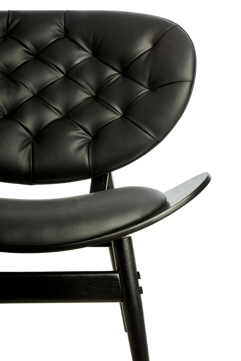 Vinsi Black Leather Effect Chair with Elm Wood Frame