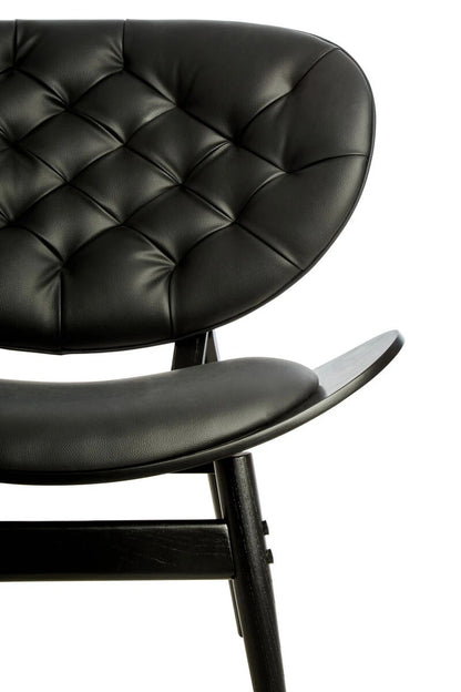 Vinsi Black Leather Effect Chair with Elm Wood Frame