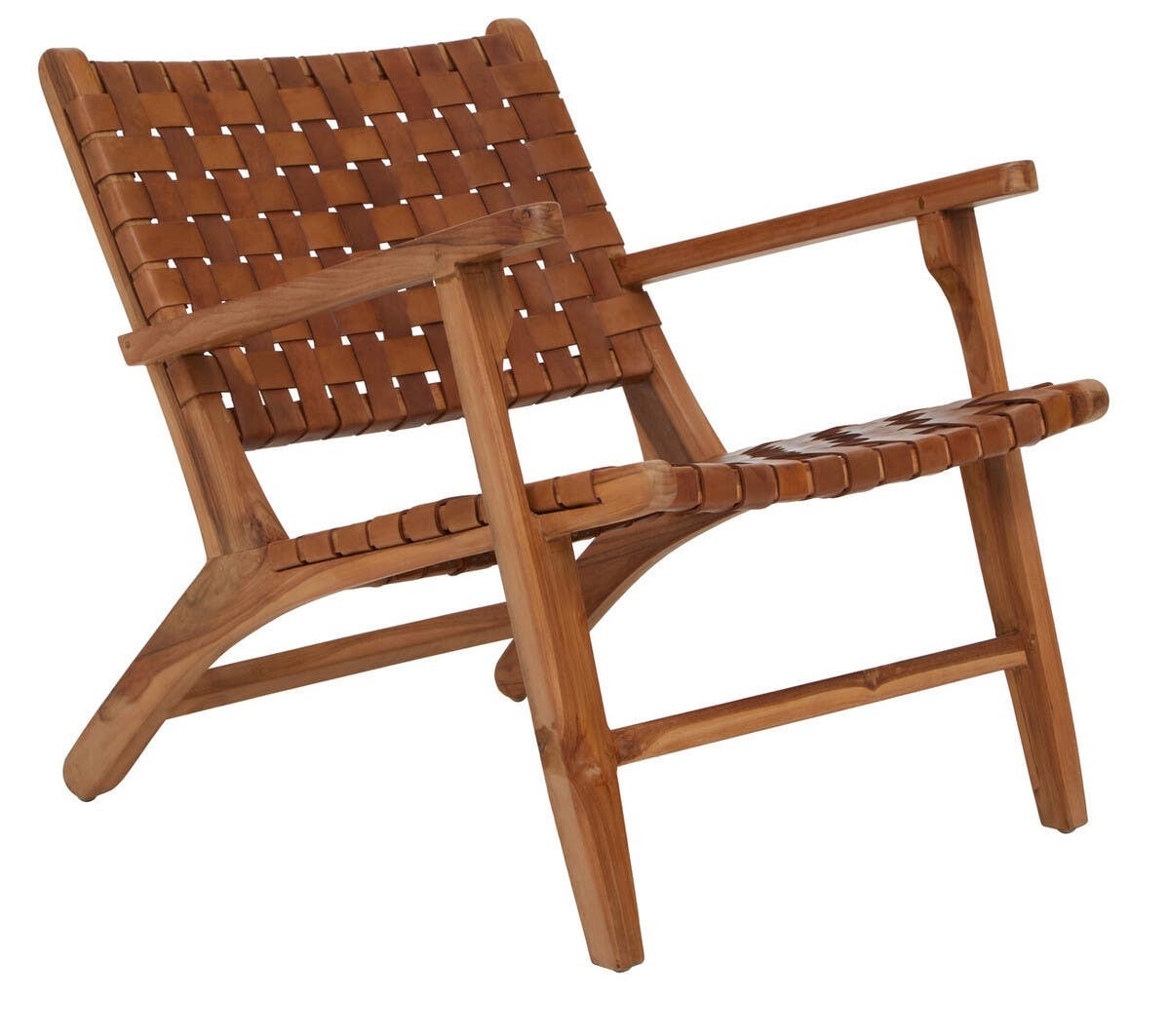 Inca Lattice Design Brown Leather Armchair