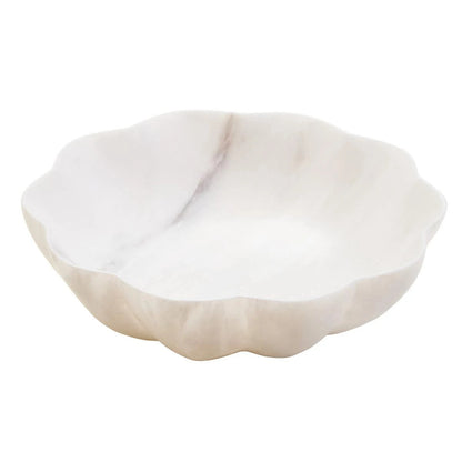 Zoro White Marble Scalloped Bowl