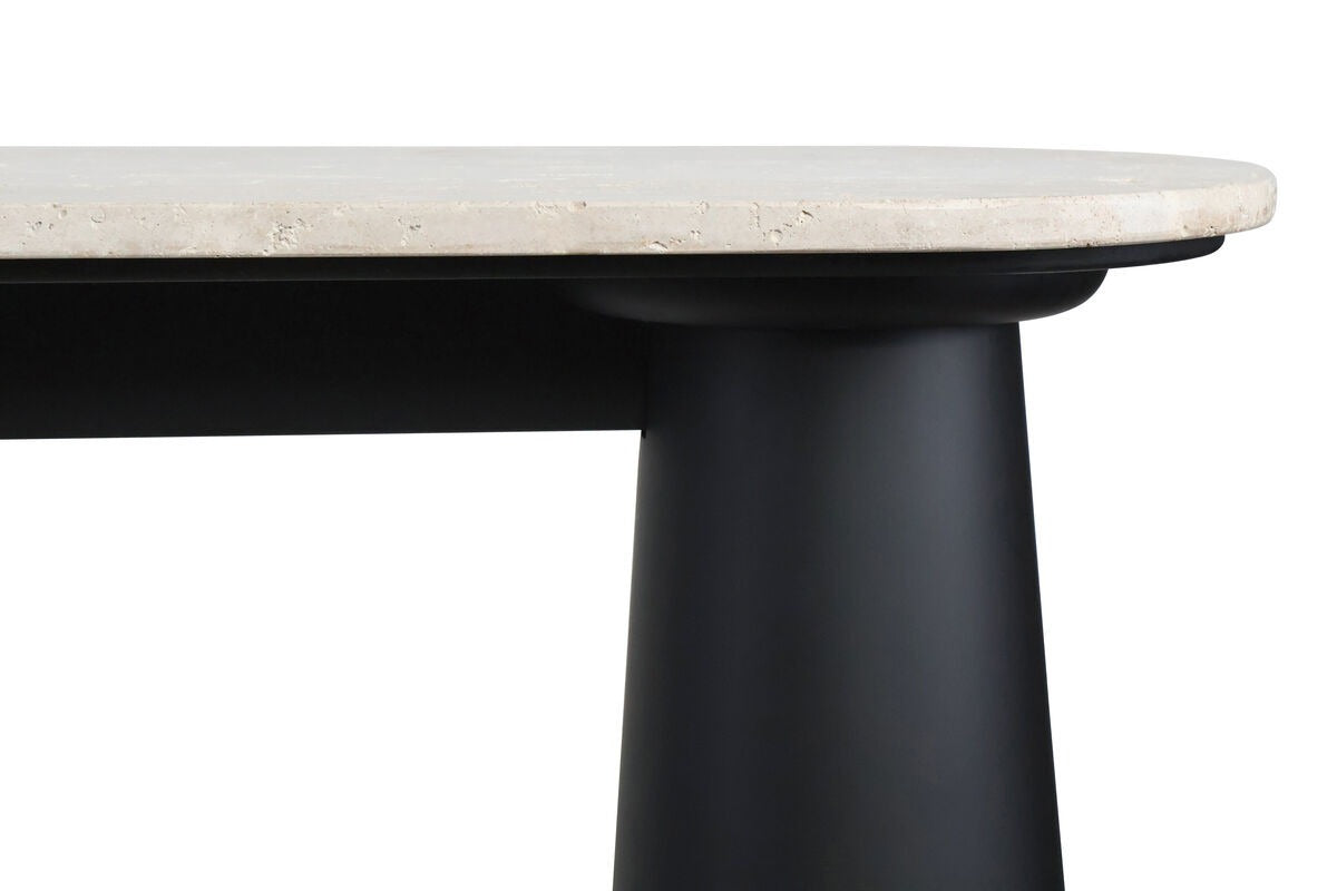 Waris Travertine Top and Black Mango Wood Console Table