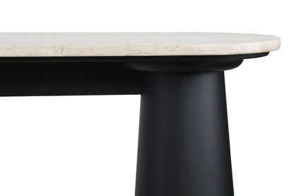 Waris Travertine Top and Black Mango Wood Console Table