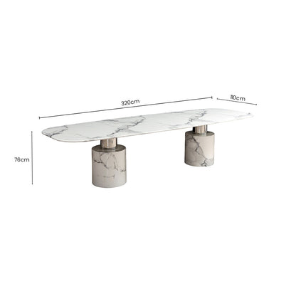 Sesto White Marble Dining Table