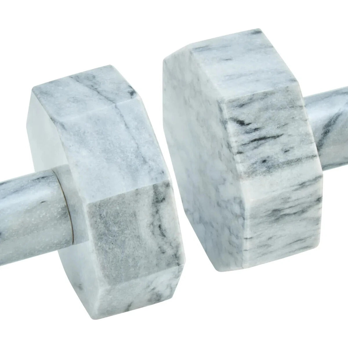 Zoro Set of Two Decorative White Marble Dumbbells
