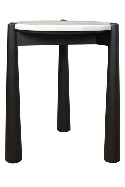 Wilbur White Marble Top and Black Finish Mango Wood Side Table