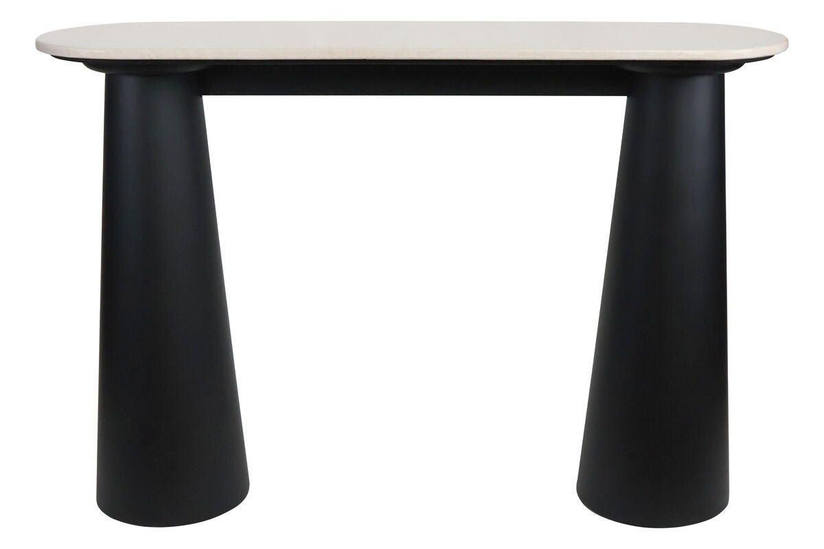 Waris Cream Marble Top and Black Mango Wood Console Table